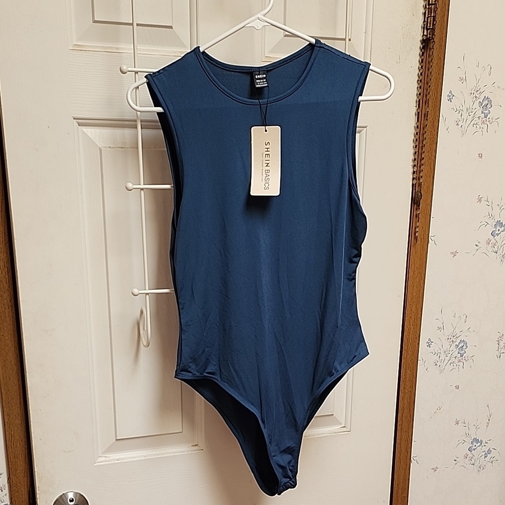 SHEIN Blue Sleeveless Bodysuit